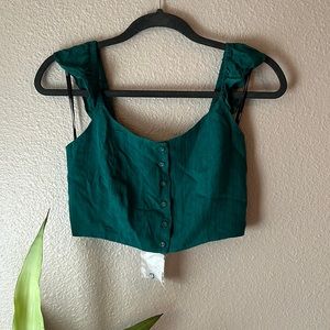 NWT Forever 21 Woven Cap Sleeve Crop Top